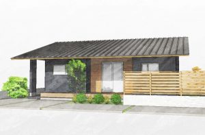 シンプルな平屋の家、バリアフリーで住みやすい。